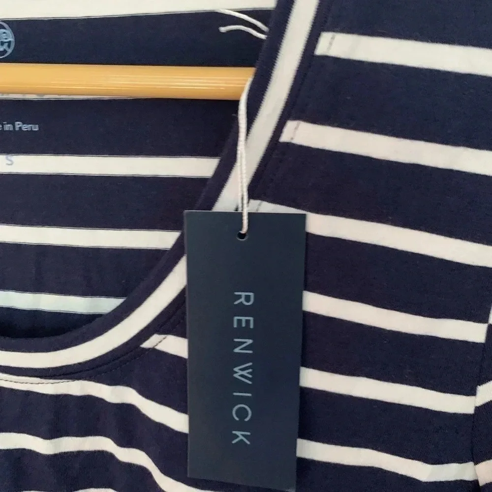 NWT Renwick Golf Navy White Striped Long Sleeve Top Women’s Size Small - Picture 2 of 6